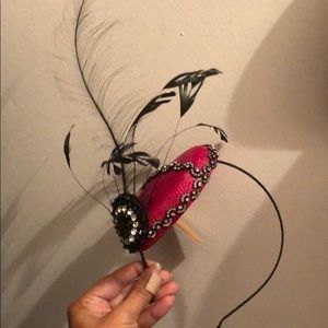 Maroon and Black Fascinator